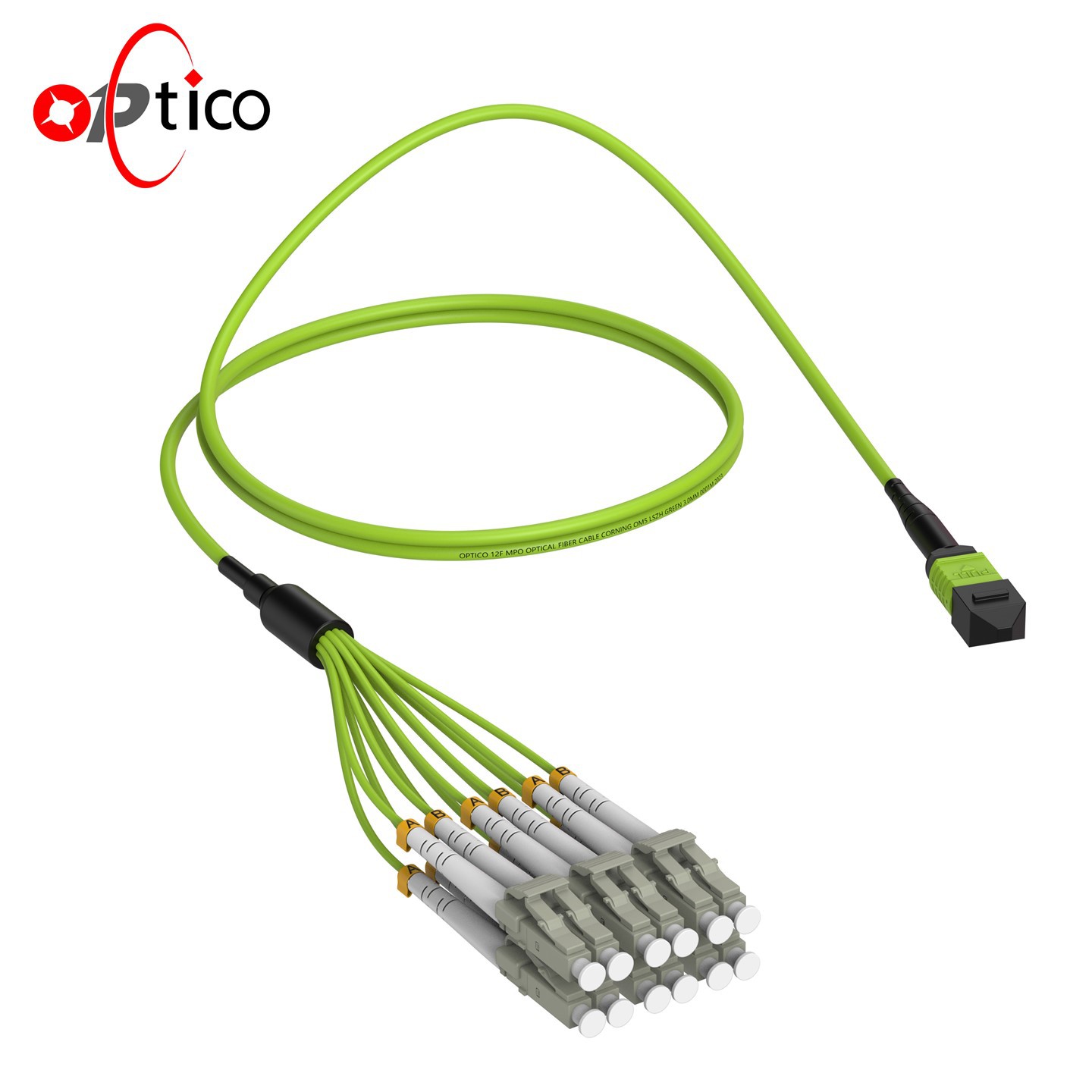 MPO LC Fanout Fiber Optic Cable 12 cœurs